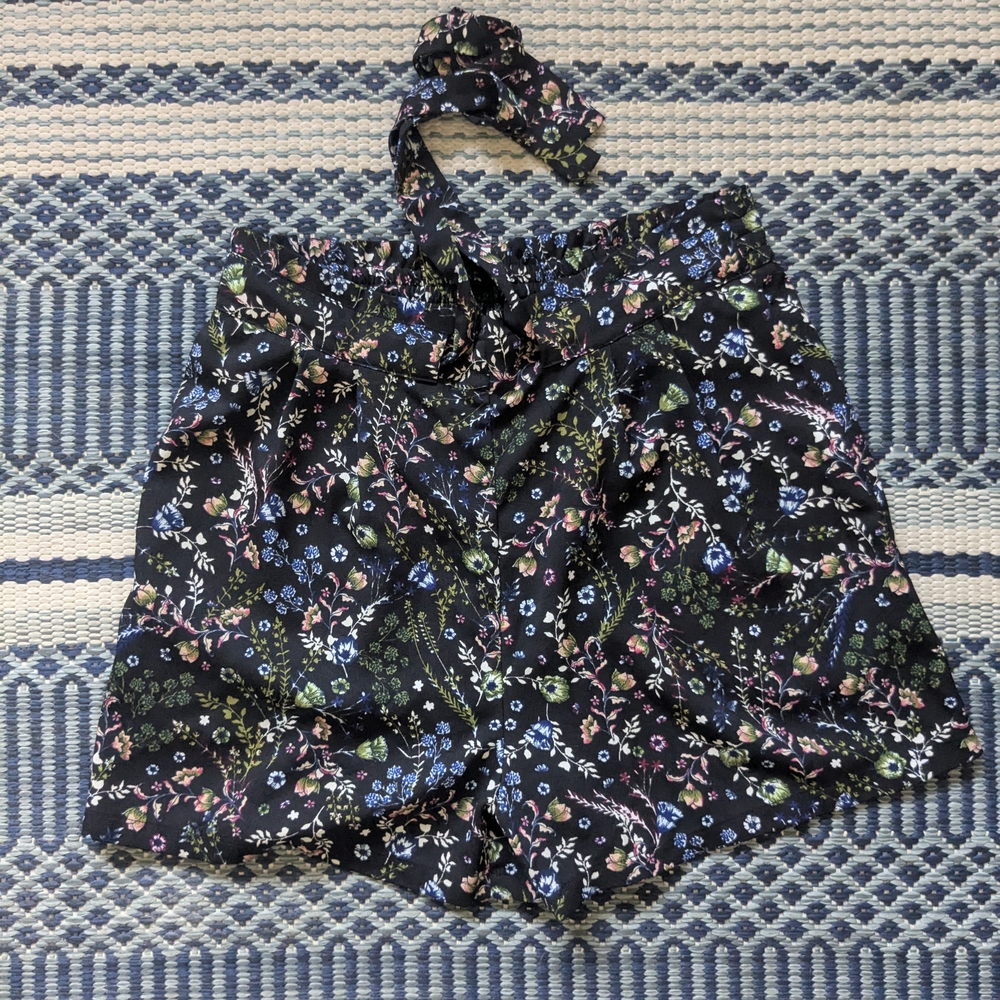 Floral Black Shorts
